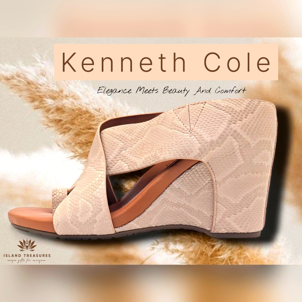 Gentle Souls by Kenneth Cole Snake Print Wedge Sandal Sz US 6 / EU 36 Leather